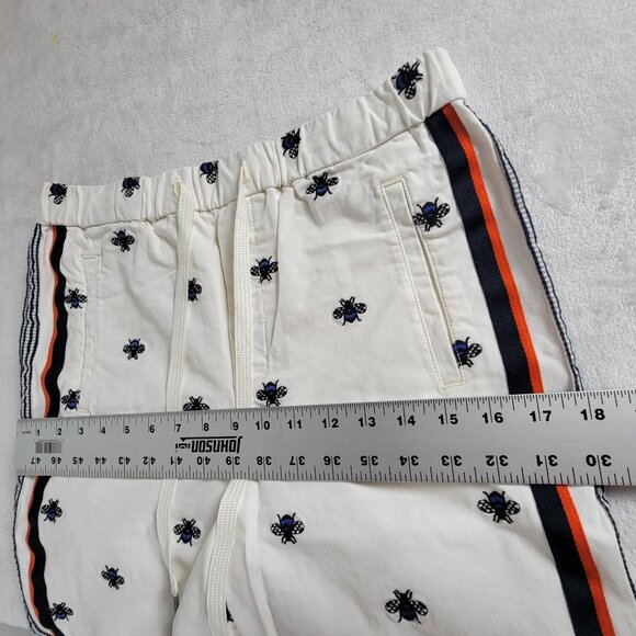 Maeve Anthropologie Women Bee Embroidered Cotton Pants XS White Side Stripes - Picture 9 of 12